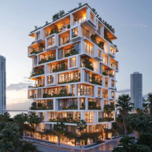 A tall residential apartment building located in Dubai
